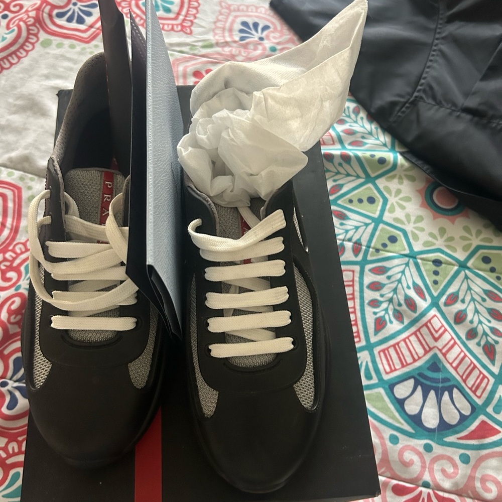 Prada Men's Black and Gray Sneakers